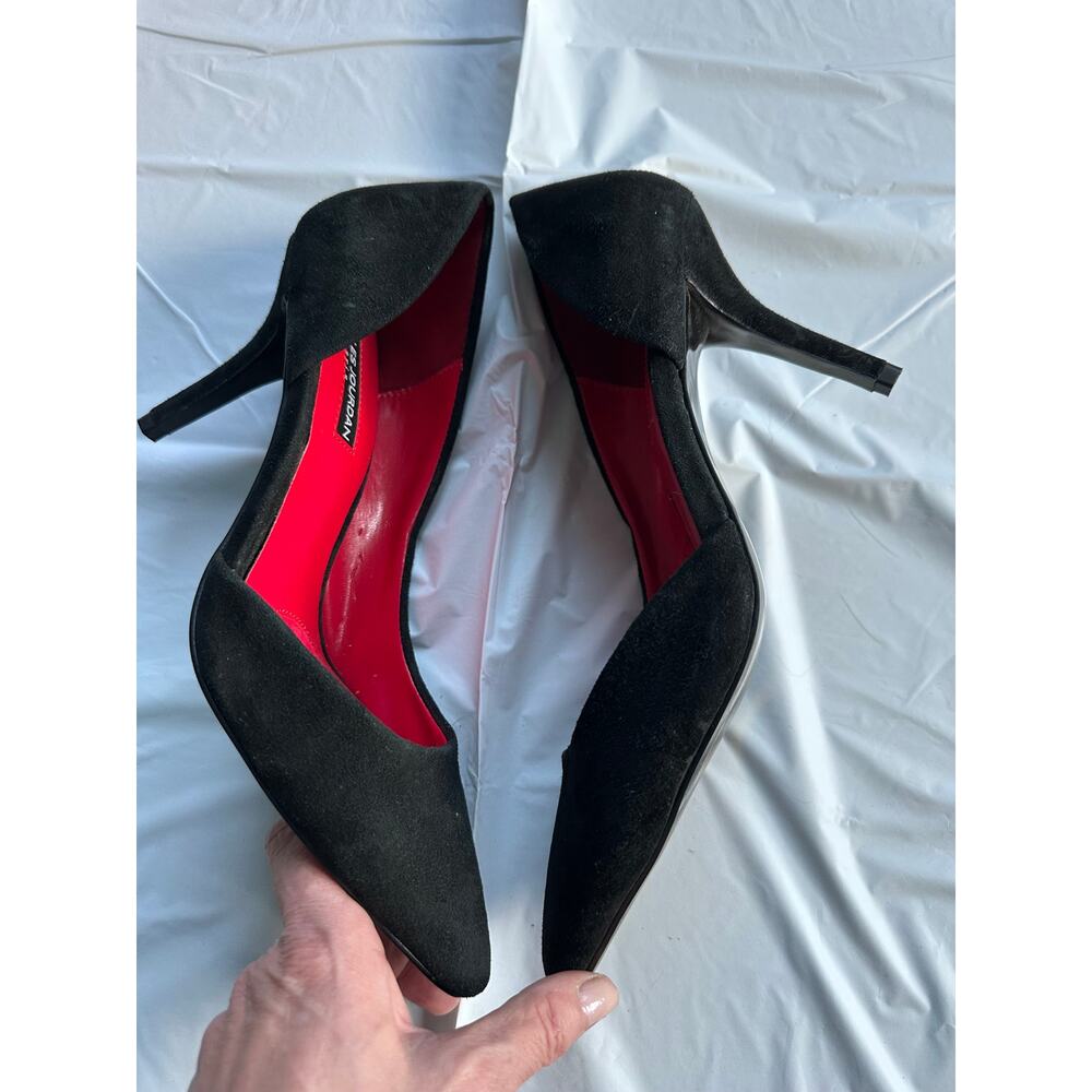 VINTAGE 80's UNWORN CHARLES JOURDAN BLACK SUEDE PUMPS 8